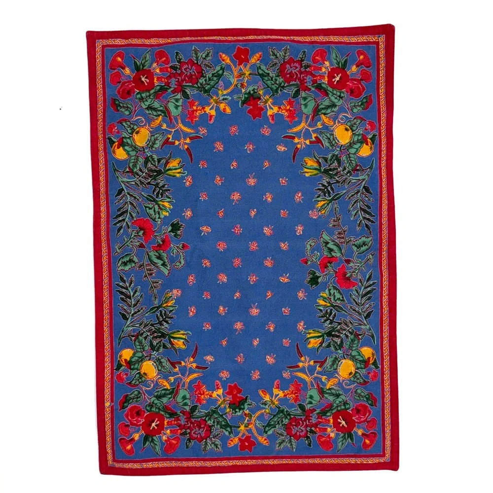 Williams Sonoma 'Provence' Blue & Red French Country Cotton Placemats VTG 1990's